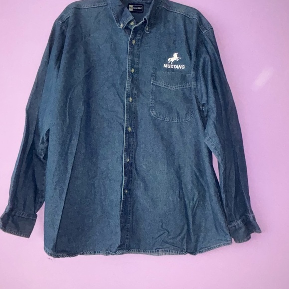 Mustang Men's Classic Denim Shirt - Dark Blue(0038) - Picture 10 of 10